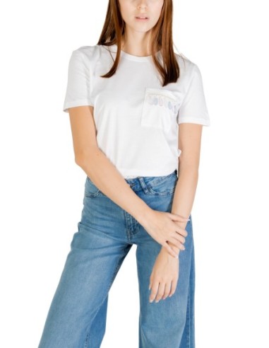 Only T-shirt femme blanc poche