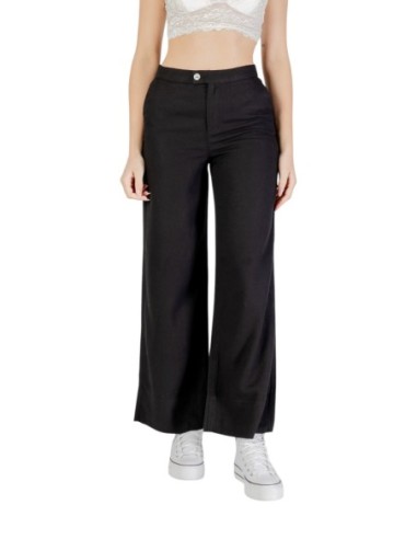 Only Pantalon femme noir lin