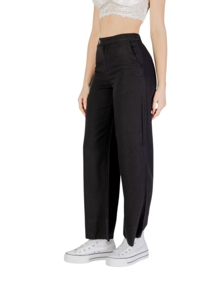 Only Pantalon femme noir lin