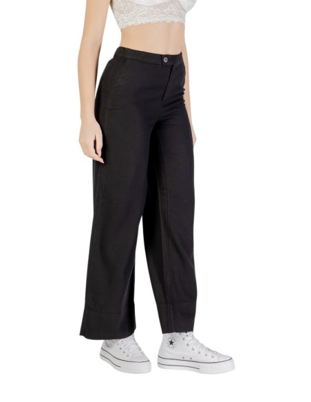 Only Pantalon femme noir lin