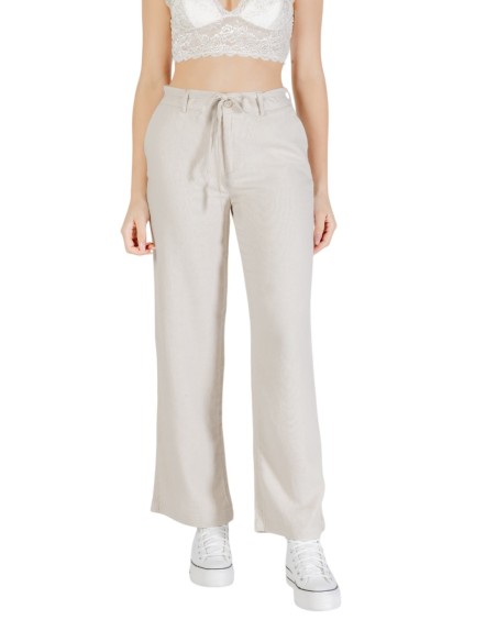 Only Pantalon femme beige lin