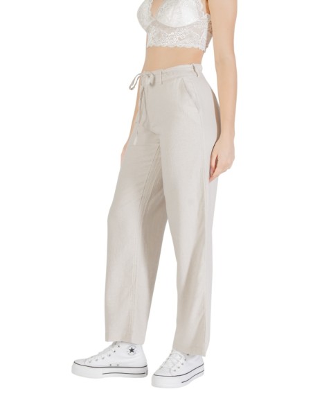Only Pantalon femme beige lin