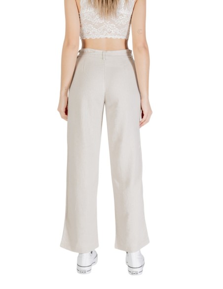 Only Pantalon femme beige lin