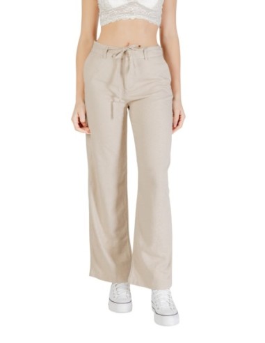 Only Pantalon femme beige lin