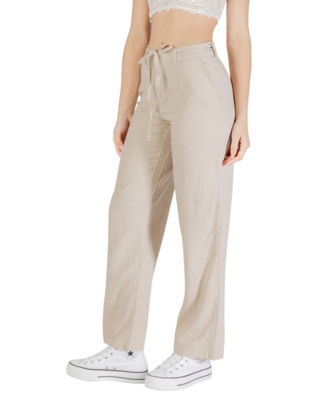 Only Pantalon femme beige lin