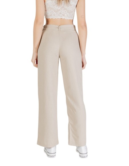 Only Pantalon femme beige lin