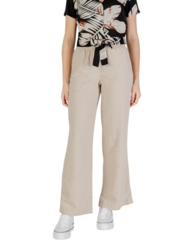 Only Pantalon femme beige lacets