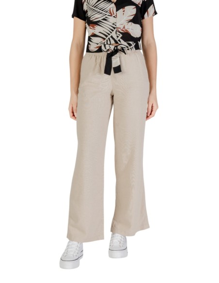 Only Pantalon femme beige lacets