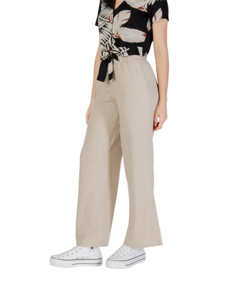 Only Pantalon femme beige lacets