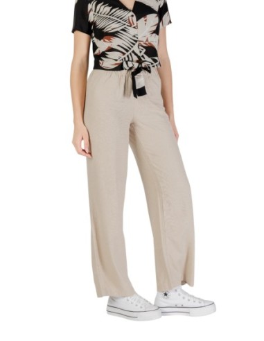 Only Pantalon femme beige lacets