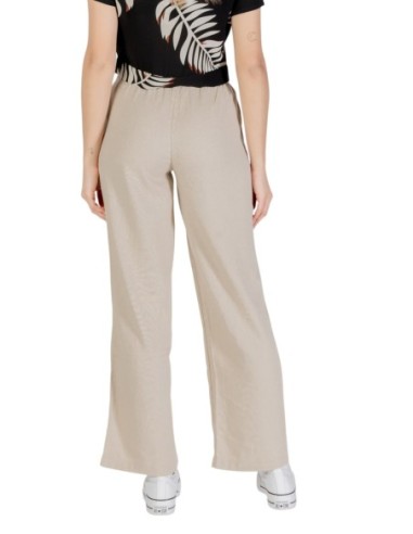 Only Pantalon femme beige lacets