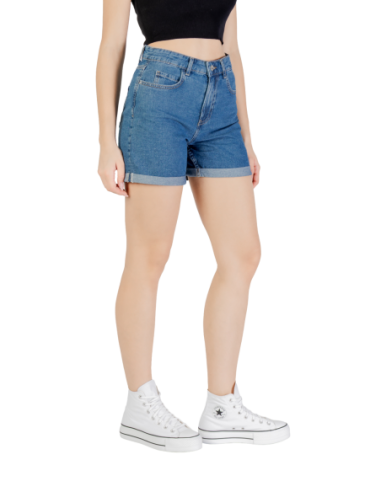 Only Short femme bleu azur coton