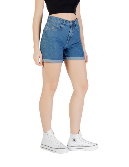 Only Short femme bleu azur coton