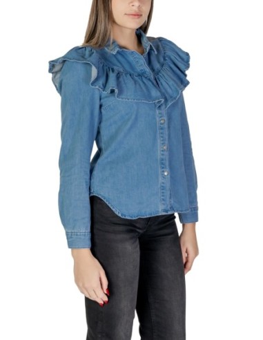 Only Chemise femme bleue coton