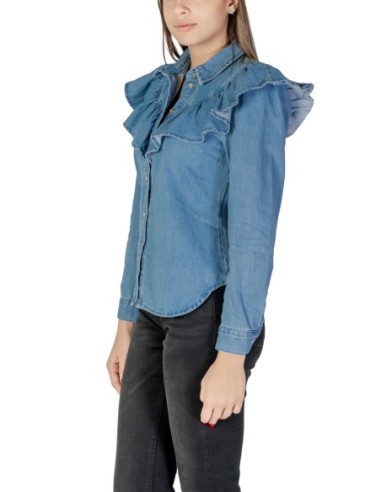 Only Chemise femme bleue coton