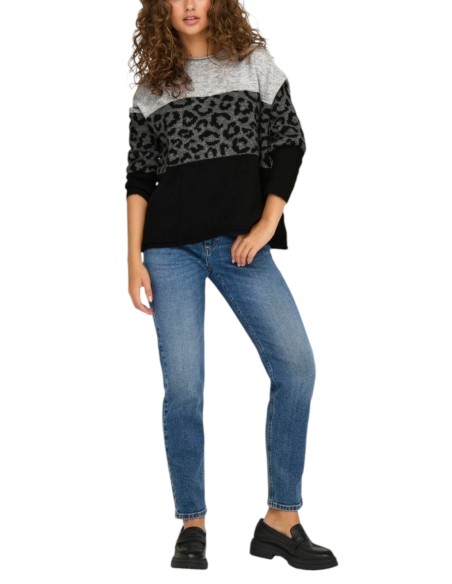 Only Pull femme léopard gris