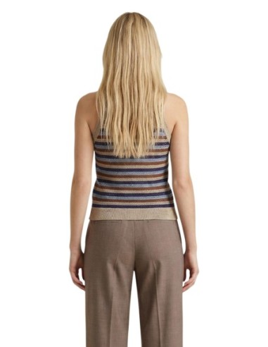 Artigli Gilet femme beige rayé