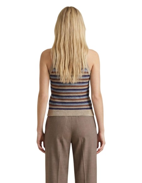 Artigli Gilet femme beige rayé