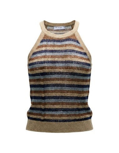 Artigli Gilet femme beige rayé