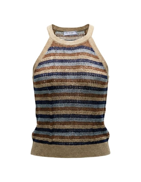 Artigli Gilet femme beige rayé