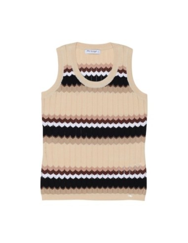 Artigli Top femme beige rayé