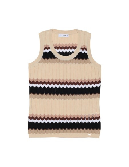 Artigli Top femme beige rayé