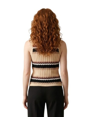 Artigli Top femme beige rayé