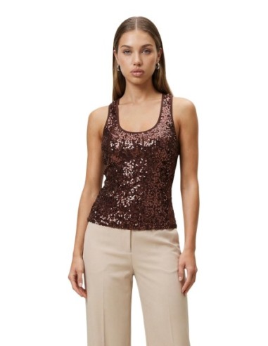Artigli Top femme marron pailleté