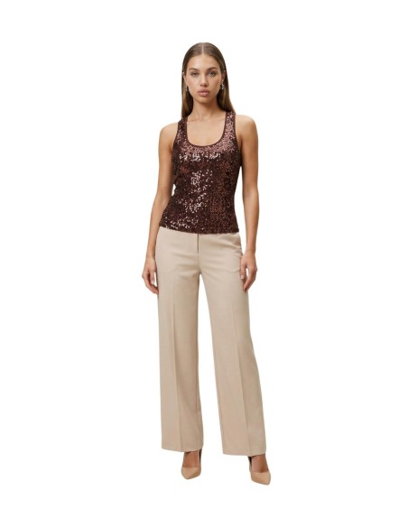 Artigli Top femme marron pailleté