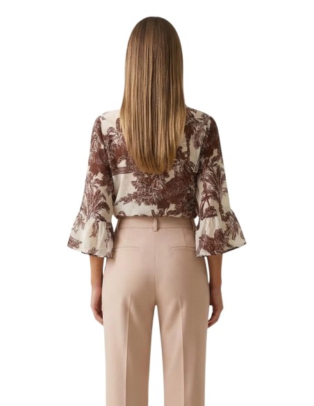 Artigli Chemise femme imprimée beige