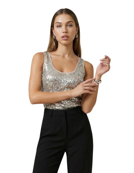 Artigli Top femme beige pailleté
