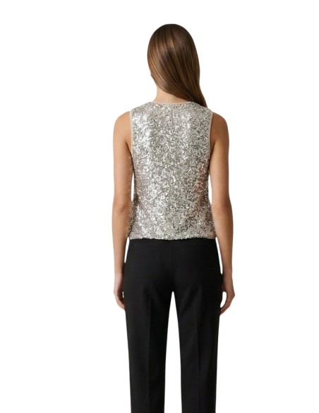 Artigli Top femme beige pailleté