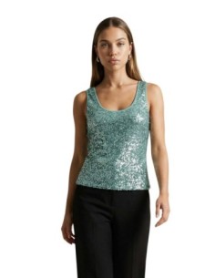 Artigli Top femme vert pailleté
