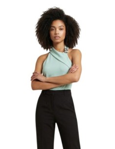 Artigli Top femme vert col montant