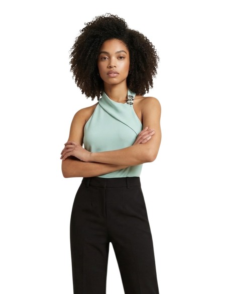 Artigli Top femme vert col montant