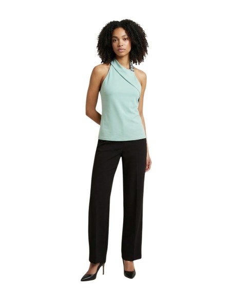 Artigli Top femme vert col montant