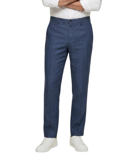 Borghese Pantalon homme bleu lin