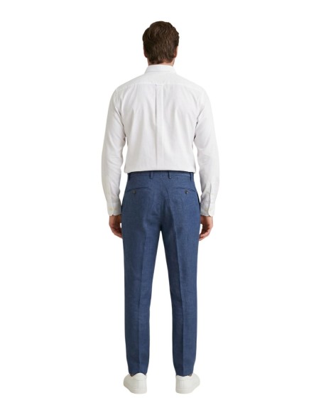 Borghese Pantalon homme bleu lin