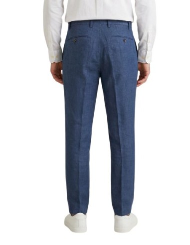 Borghese Pantalon homme bleu lin