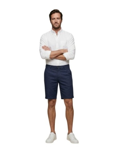 Borghese Bermuda homme bleu lin