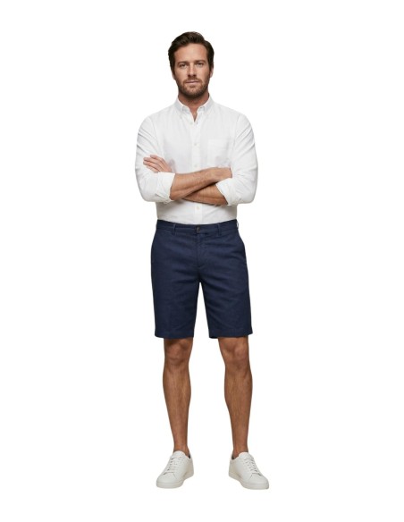 Borghese Bermuda homme bleu lin