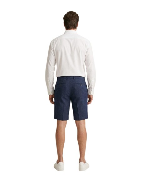 Borghese Bermuda homme bleu lin
