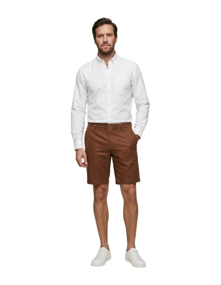 Borghese Bermuda homme marron lin