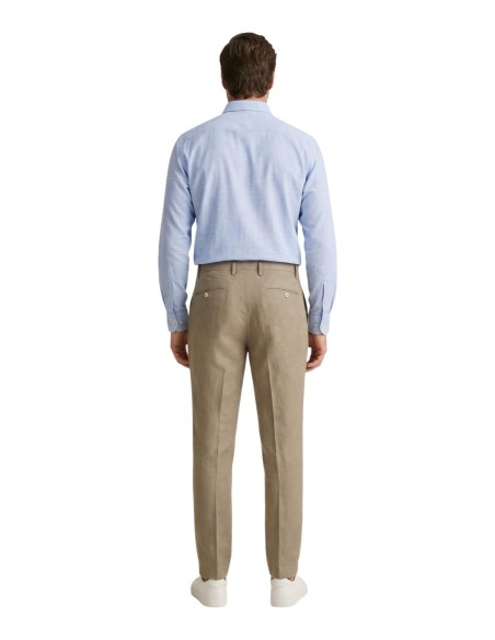 Borghese Pantalon homme camel lin