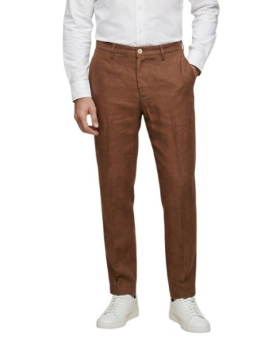 Borghese Pantalon homme marron lin