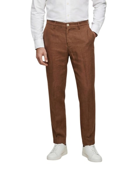 Borghese Pantalon homme marron lin