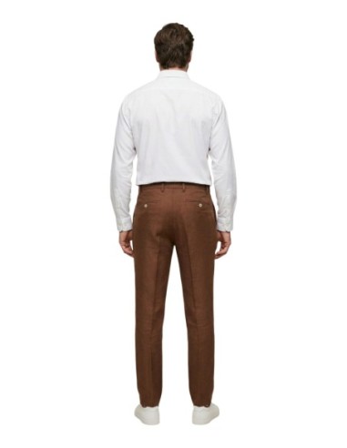 Borghese Pantalon homme marron lin