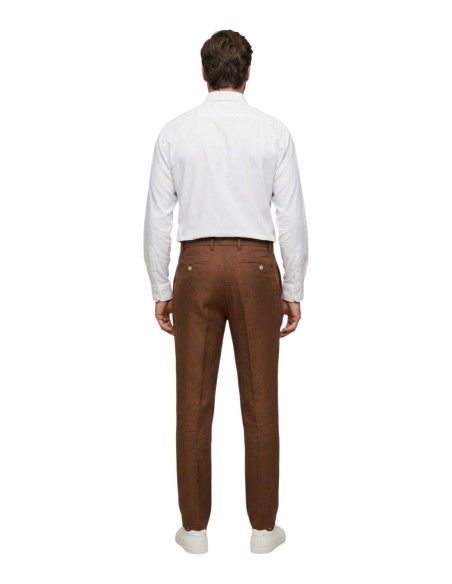 Borghese Pantalon homme marron lin