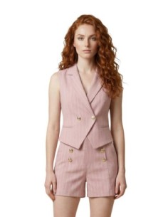 Artigli Gilet femme rose rayé