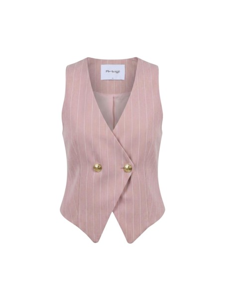 Artigli Gilet femme rose rayé